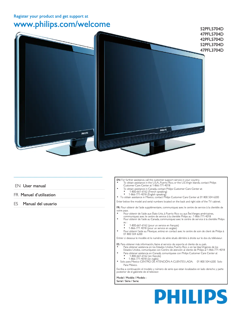 Image de la première page du manuel de l'appareil 47PFL5704D