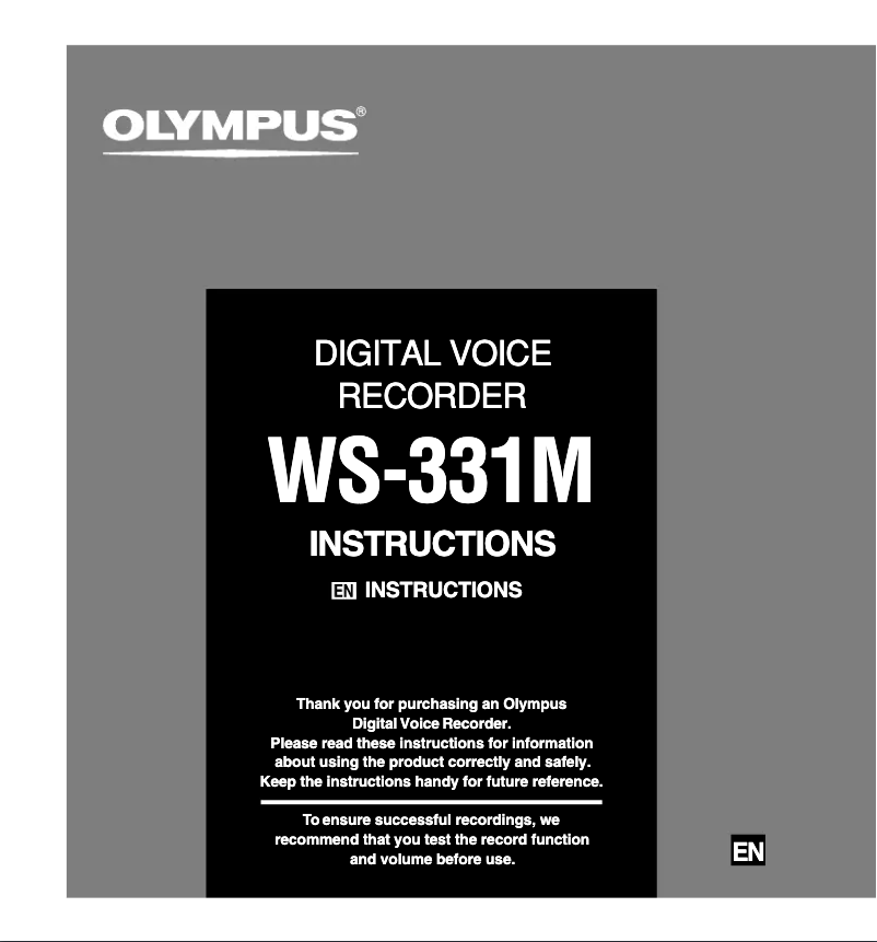Page 1 de la notice Manuel utilisateur Olympus WS-331M