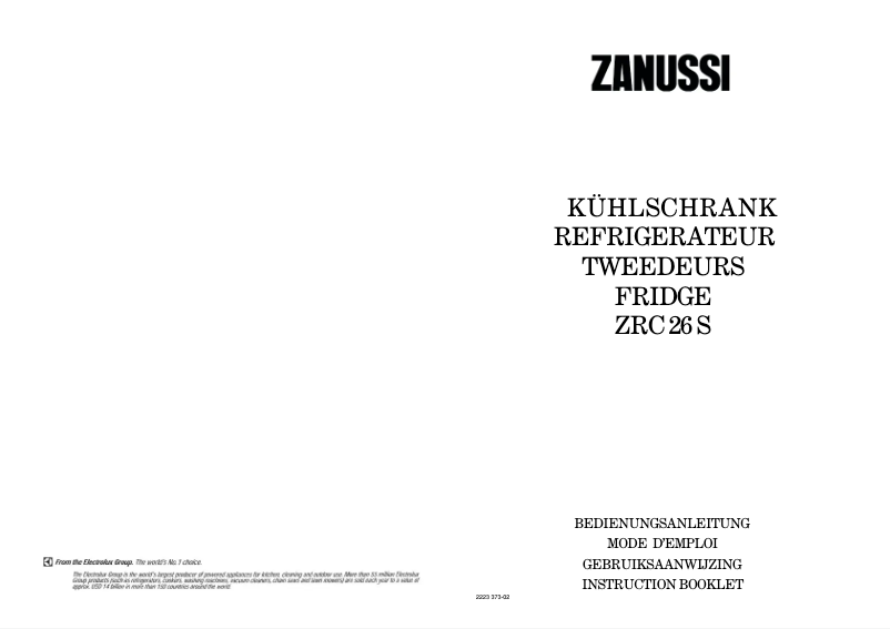 Page n°1 - Manuel utilisateur Zanussi ZRC 26 s