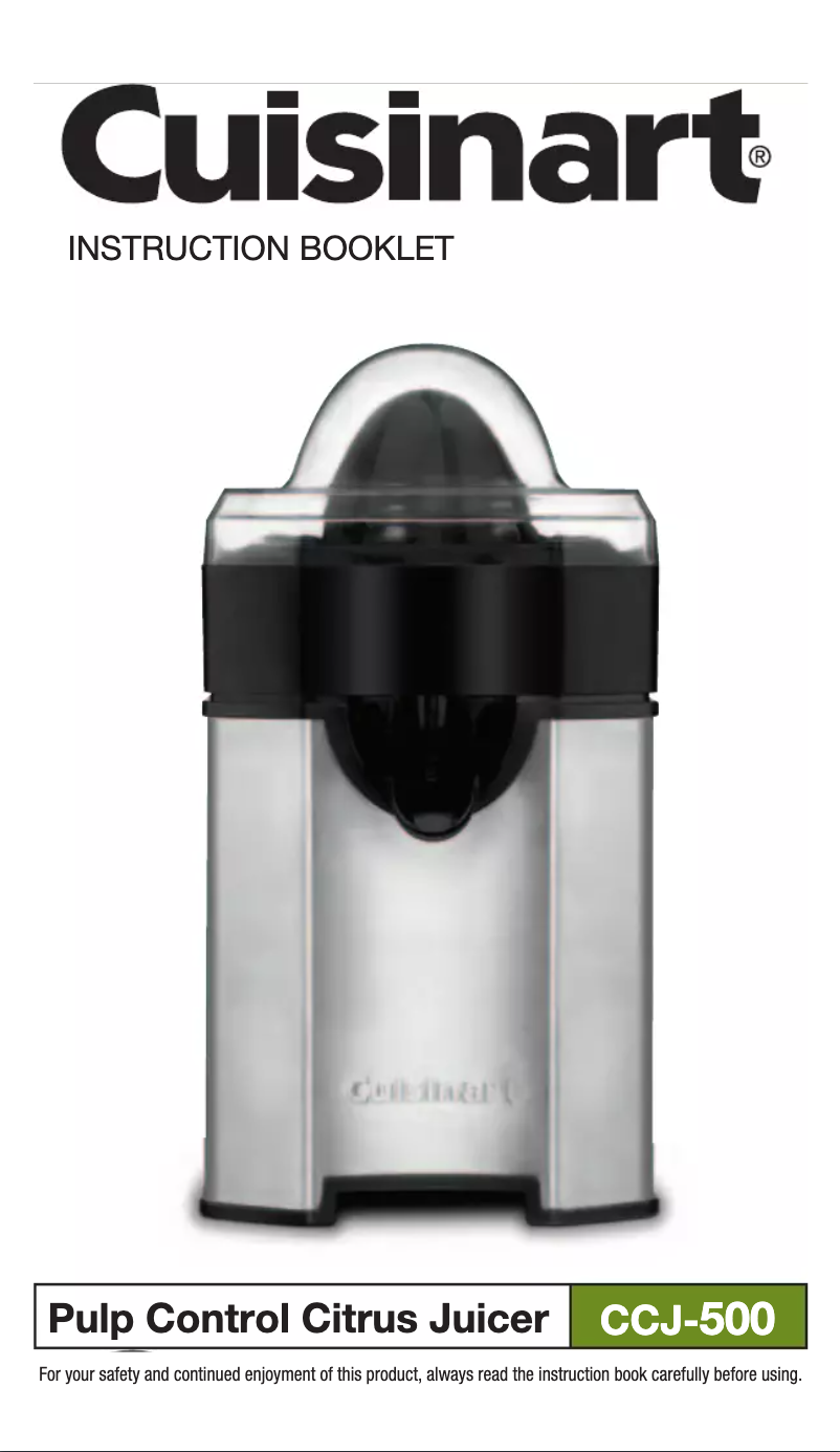 Image de la première page du manuel de l'appareil Pulp Control Citrus CCJ-500