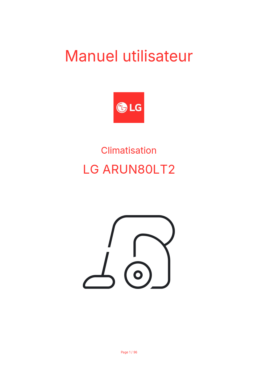 Image de la première page du manuel de l'appareil ARUN80LT2