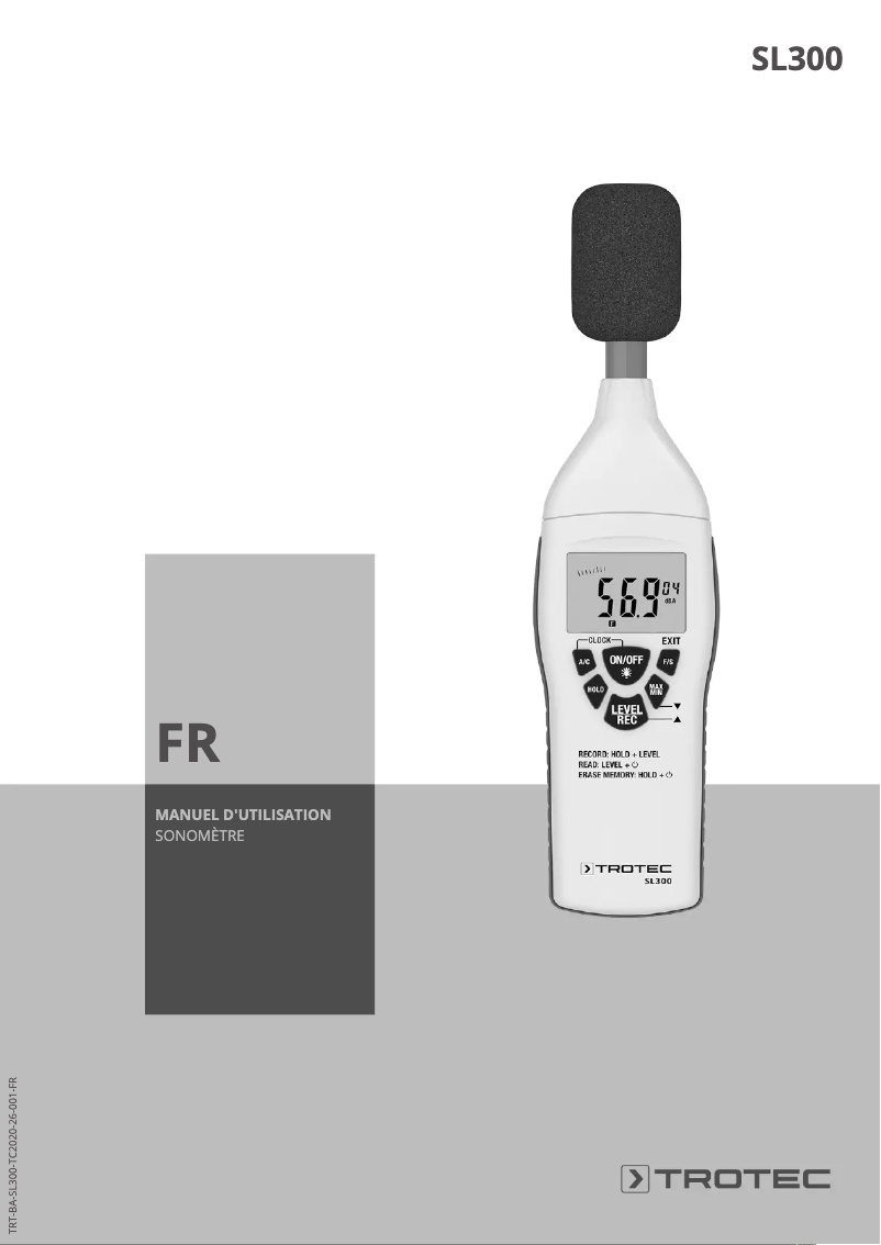 Image de la première page du manuel de l'appareil SL300