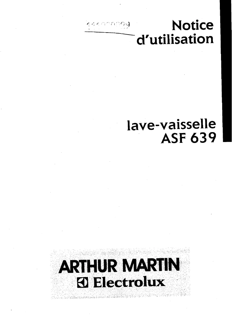 Page n°1 - Manuel utilisateur Arthur Martin-Electrolux ASF 639 W