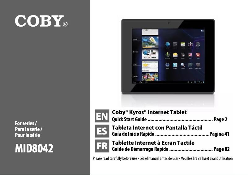 Image de la première page du manuel de l'appareil Kyros MID8042