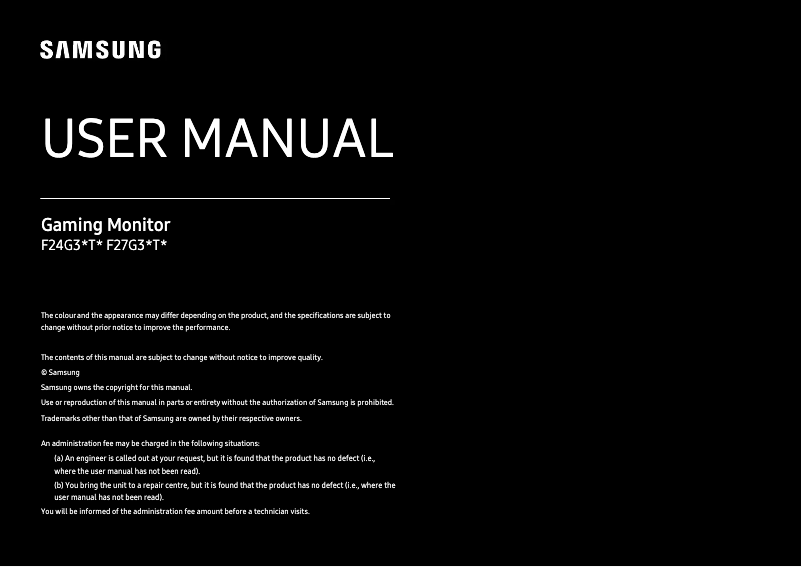 Page 1 de la notice Manuel utilisateur Samsung F27G33TFWI