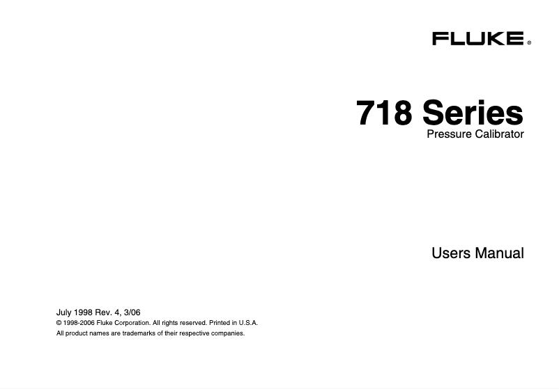 Page 1 de la notice Manuel utilisateur Fluke 715