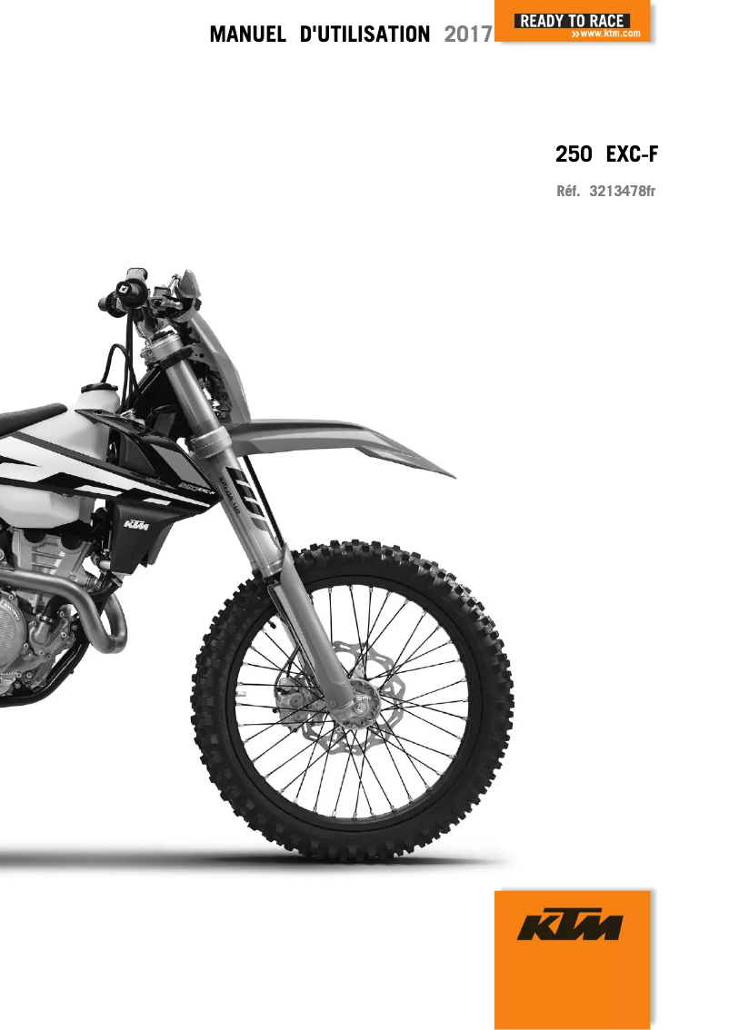 Page 1 de la notice Manuel utilisateur KTM 250 EXC-F Six Days (2017)