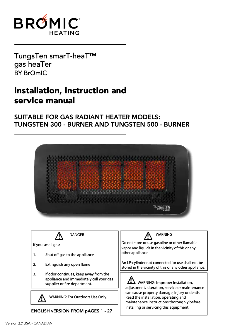 Page n°1 - Manuel utilisateur Bromic Tungsten Smart-Heat BH0210004