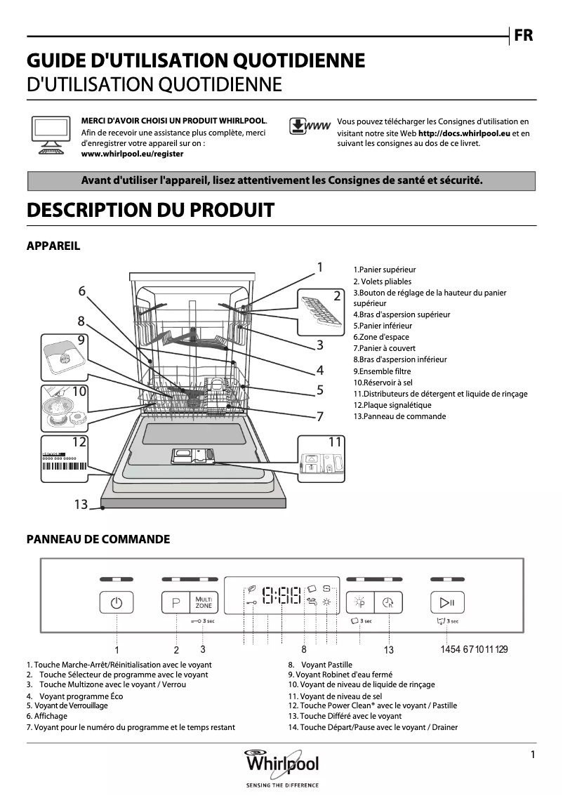 Page n°1 - Manuel utilisateur Whirlpool WFC 3C26 P X