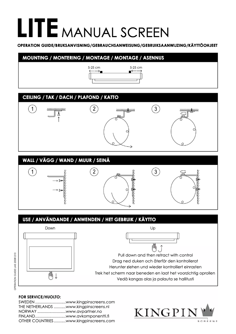 Page n°1 - Manuel utilisateur Kingpin Screens Lite Manual Screen