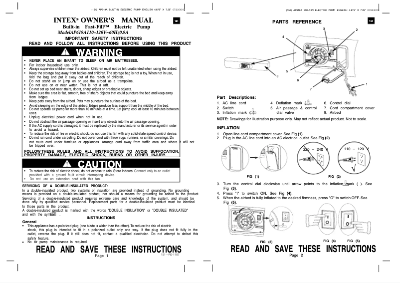 Page n°1 - Manuel utilisateur Intex 66963E