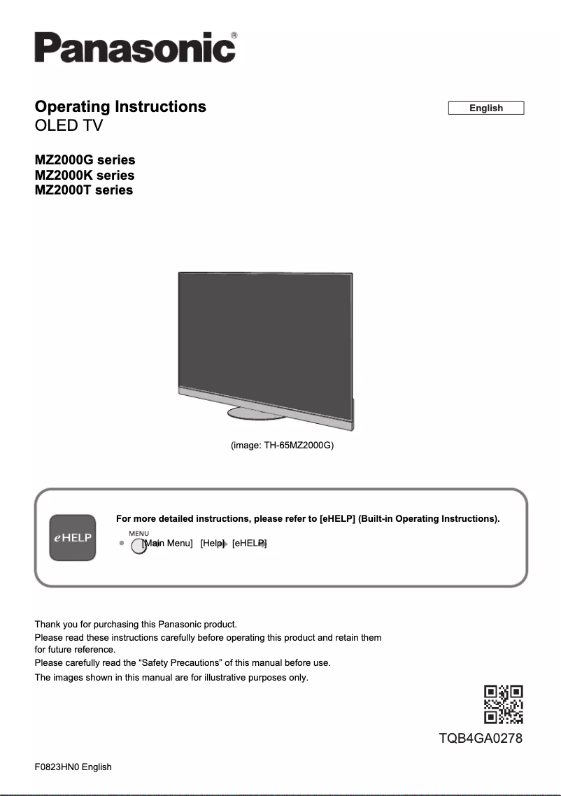 Image de la première page du manuel de l'appareil TH-65MZ2000G