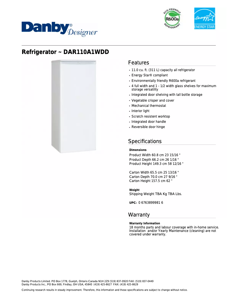 Image de la première page du manuel de l'appareil DAR110A1WDD