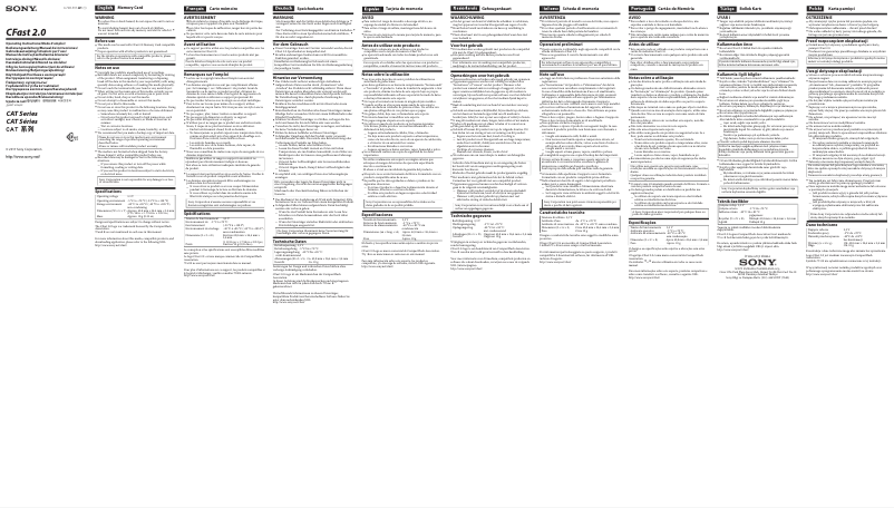 Page 1 de la notice Manuel utilisateur Sony CAT-G64