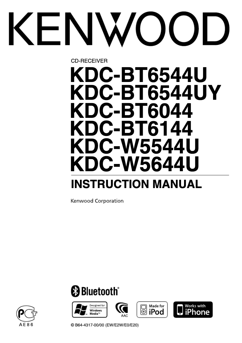 Page 1 de la notice Manuel utilisateur Kenwood KDC-BT6544UY