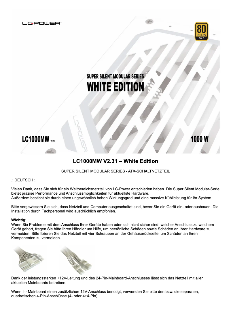 Page 1 de la notice Manuel utilisateur LC-Power LC1000MW V2.31