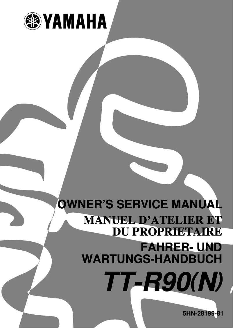 Page 1 de la notice Manuel utilisateur Yamaha TT-R90 (2000)