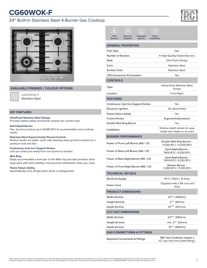 Image de la première page du manuel de l'appareil CG60WOK-F