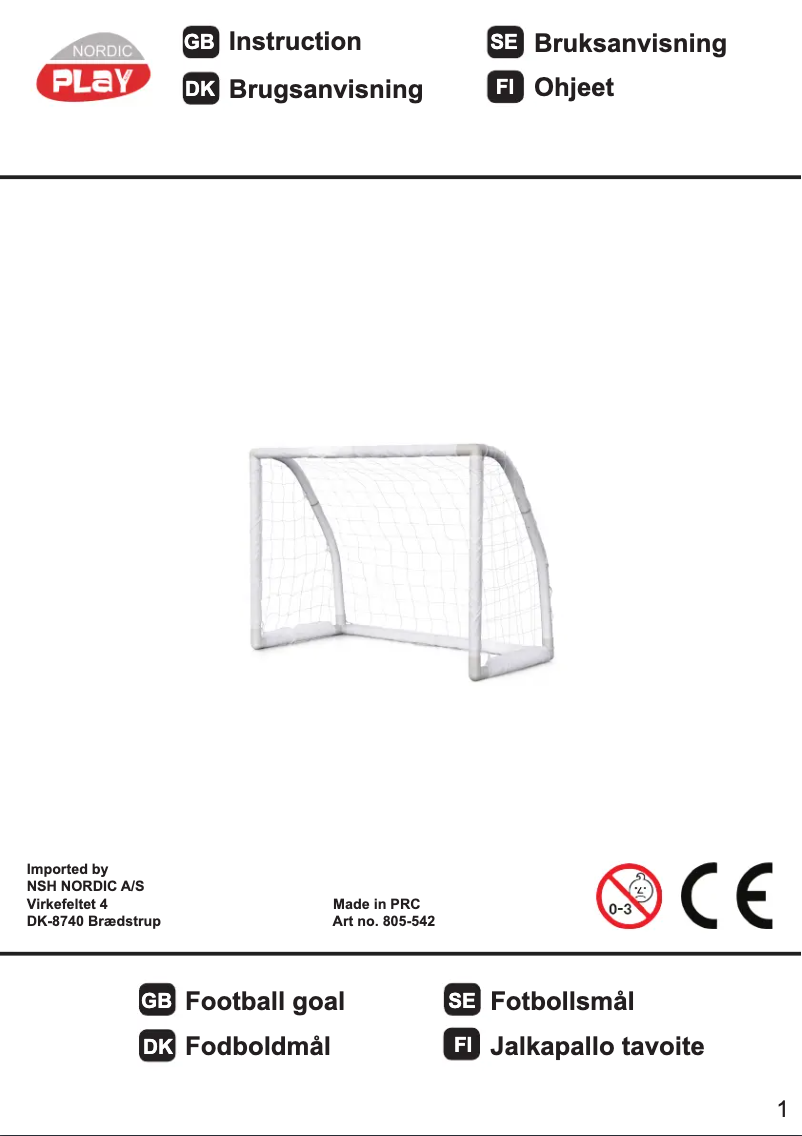 Page n°1 - Manuel utilisateur Nordic Play 805-542