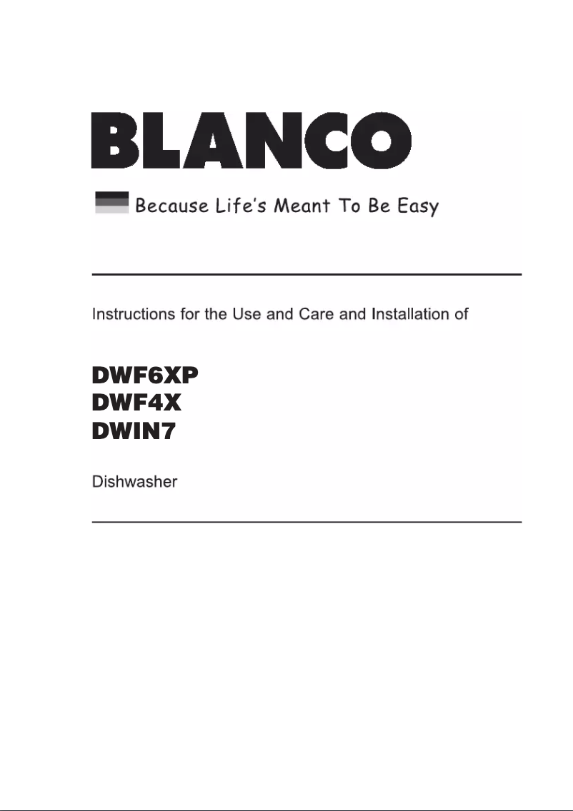 Page n°1 - Manuel utilisateur BLANCO DWF4X