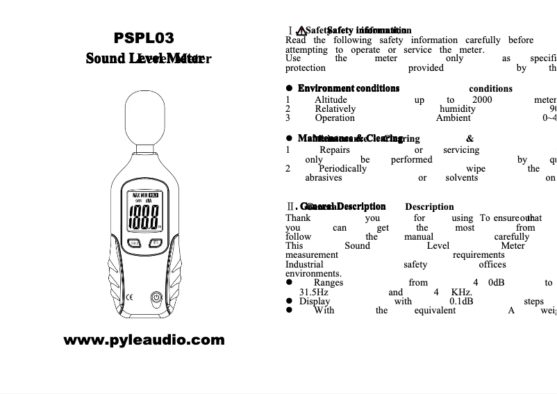 Page 1 de la notice Manuel utilisateur Pyle PSPL03