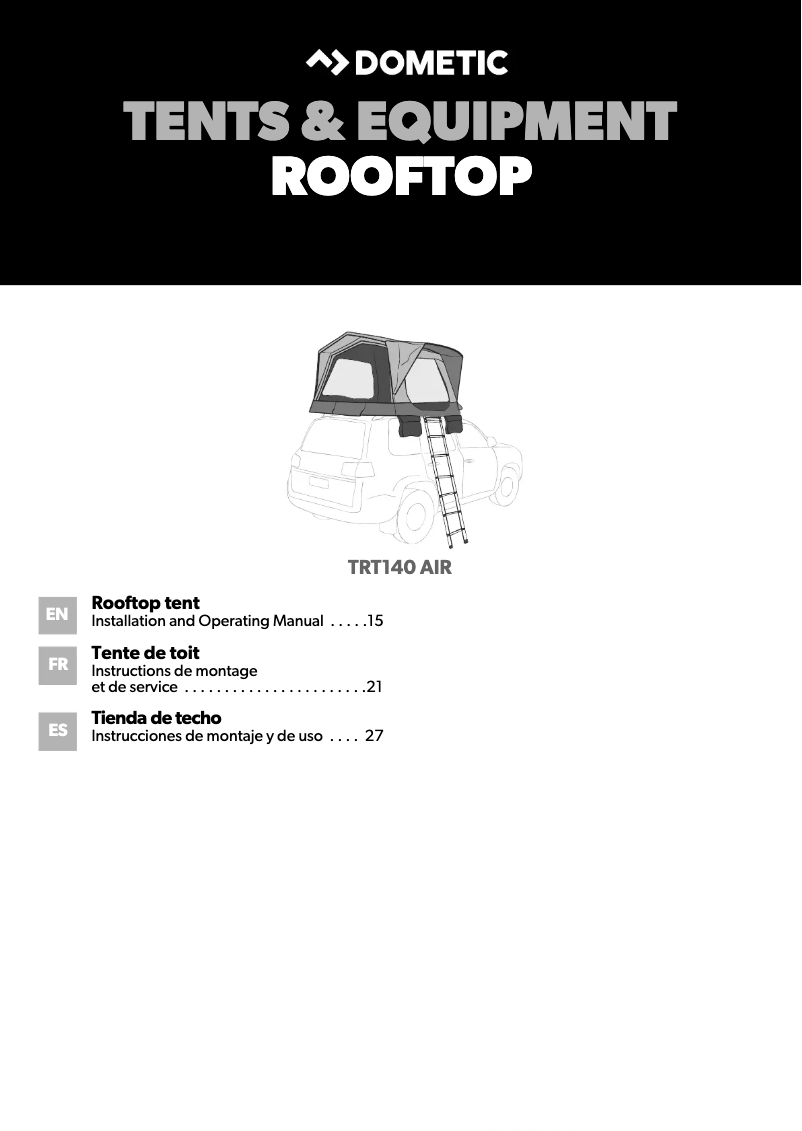 Page 1 de la notice Guide d'installation Dometic TRT 140 AIR
