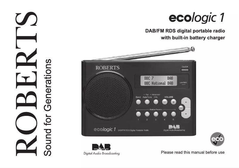 Page n°1 - Manuel utilisateur Roberts Ecologic 1