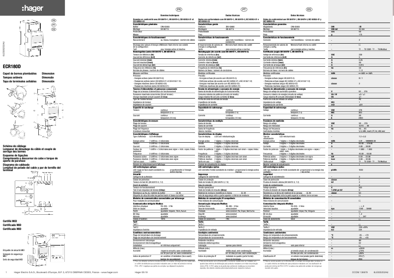 Page n°1 - Manuel utilisateur Hager ECR180D