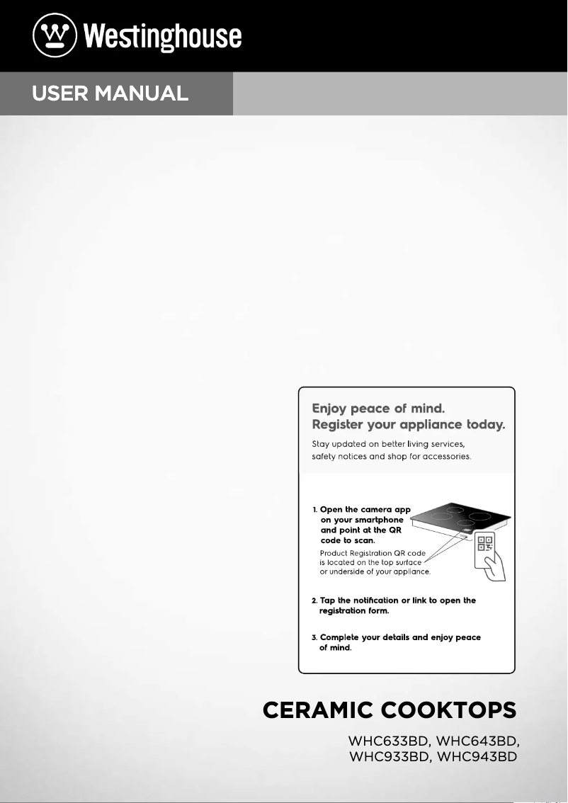 Page 1 de la notice Manuel utilisateur Westinghouse WHC933BD