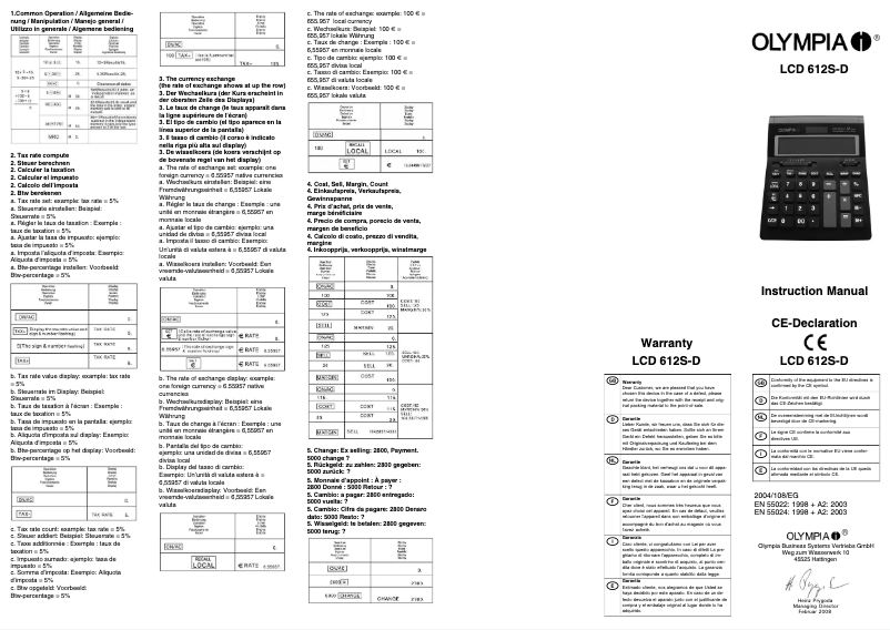 Page 1 de la notice Manuel utilisateur Olympia LCD 612 SD