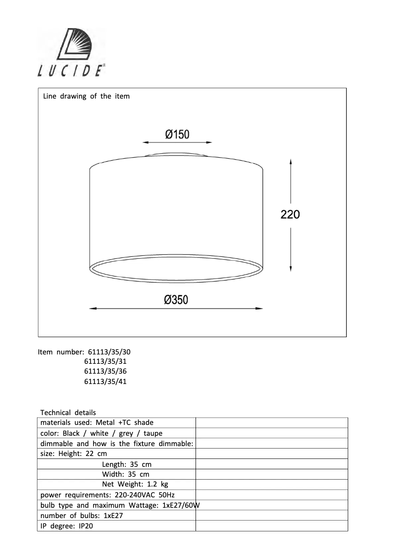 Image de la première page du manuel de l'appareil Coral 61113/35/30