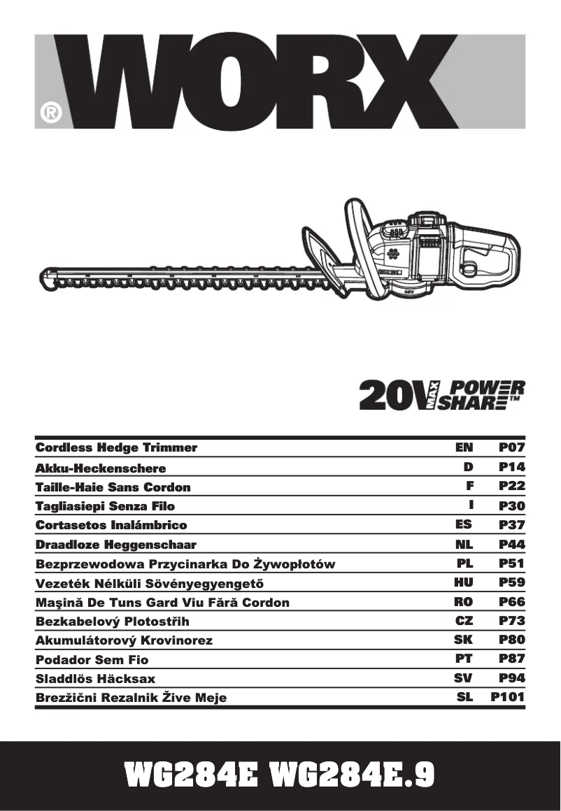 Page 1 de la notice Manuel utilisateur Worx WG284E.9