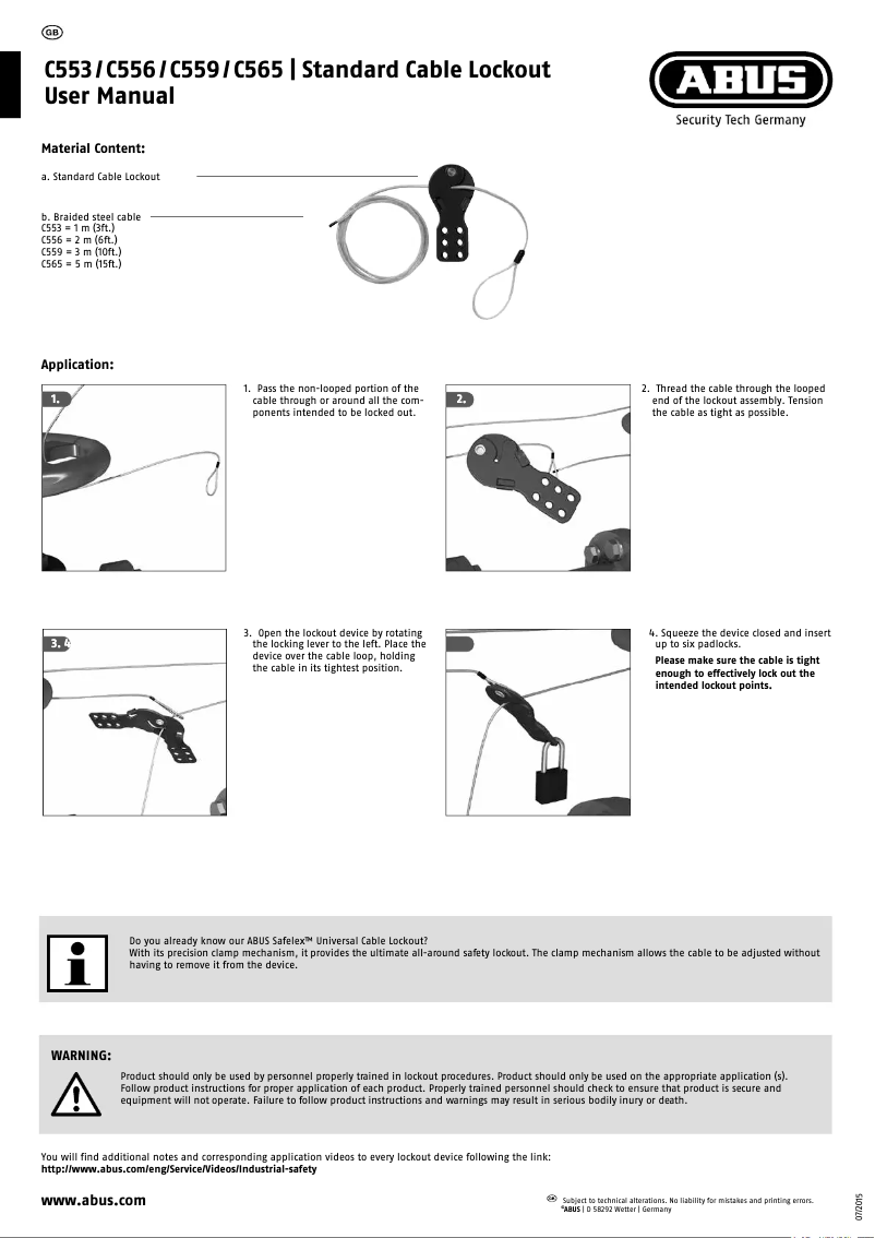 Page n°1 - Manuel utilisateur Abus C553