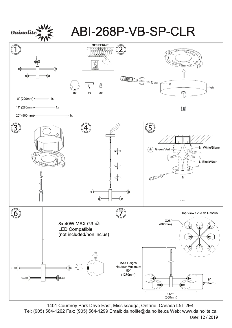 Page 1 de la notice Manuel utilisateur Dainolite Abii ABI-268P-VB-SP-CLR