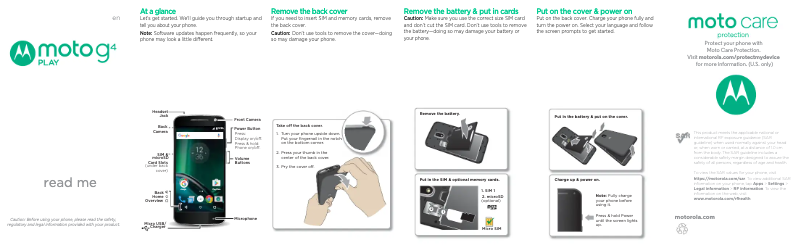 Page 1 de la notice Guide d'installation Motorola Moto G4 Play