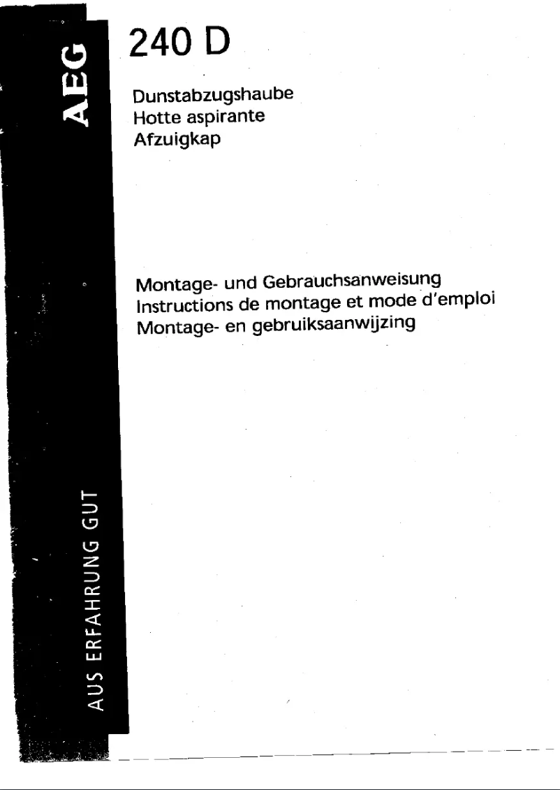Page n°1 - Manuel utilisateur AEG 240 D