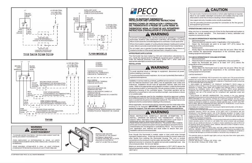 Page 1 de la notice Manuel utilisateur PECO TRF115-005