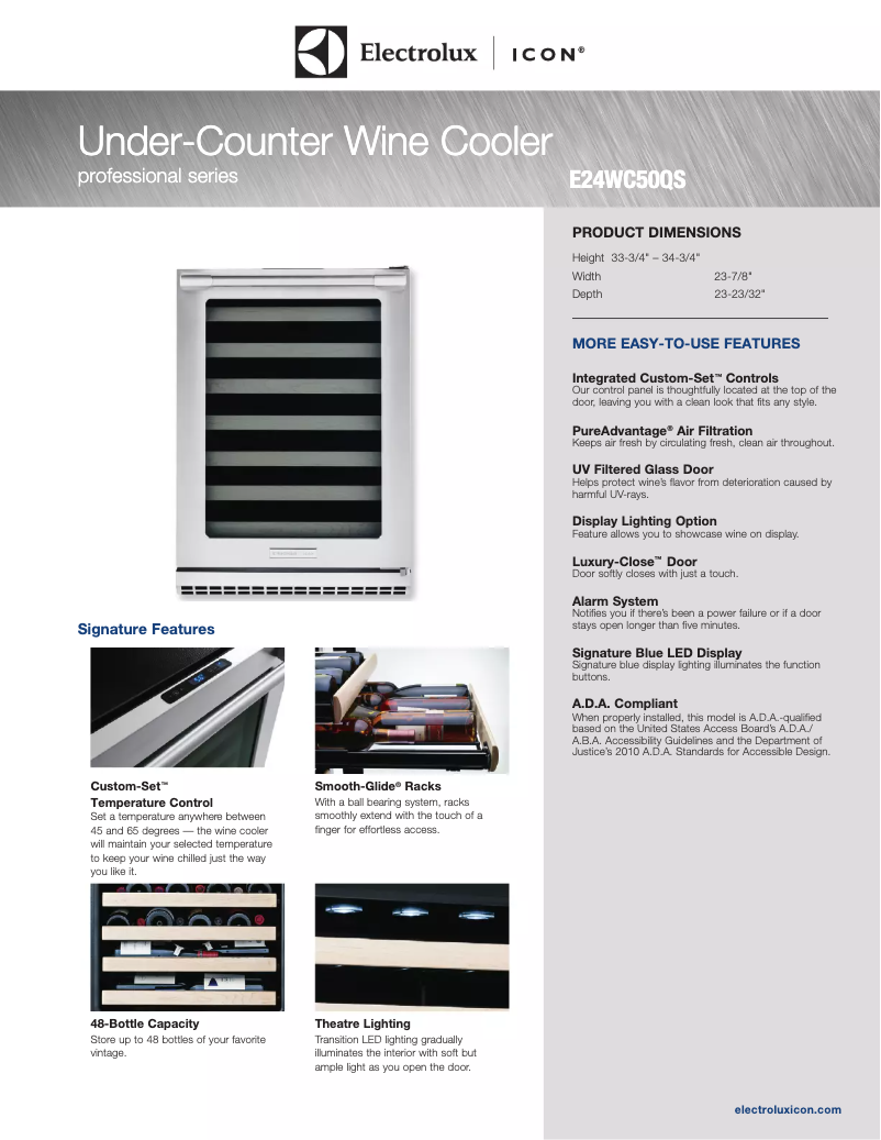 Page n°1 - Fiche technique Electrolux ICON E24WC50QS