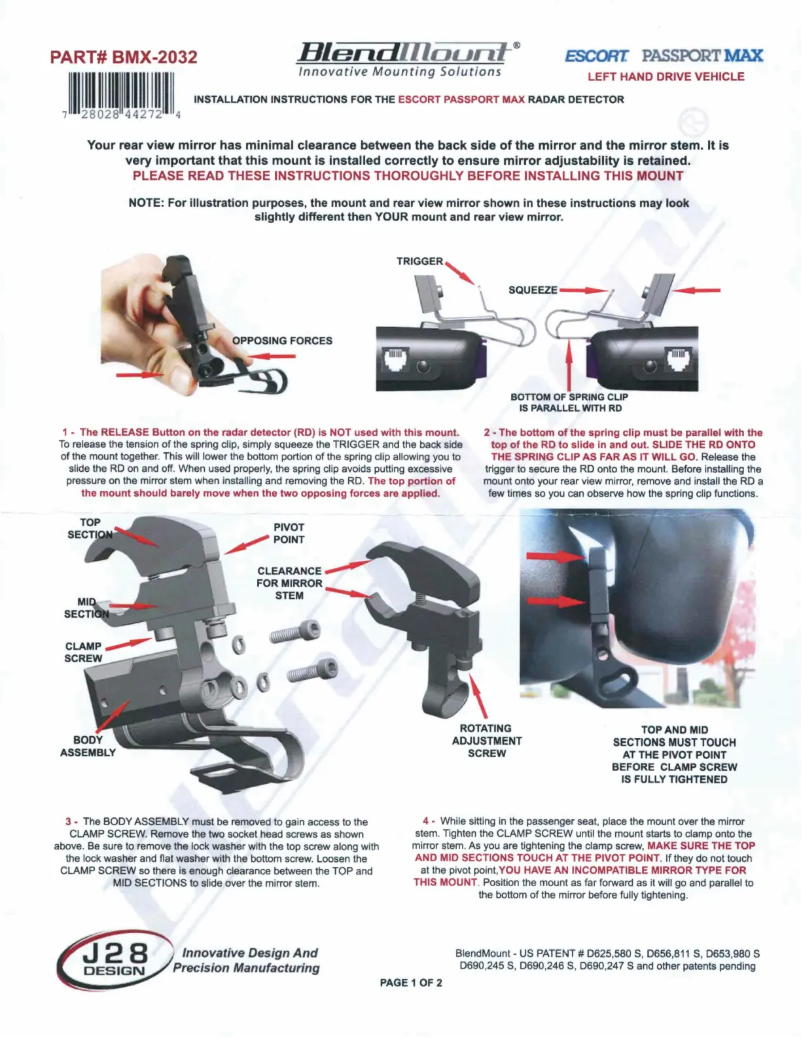 Page 1 de la notice Manuel utilisateur BlendMount BMX-2032