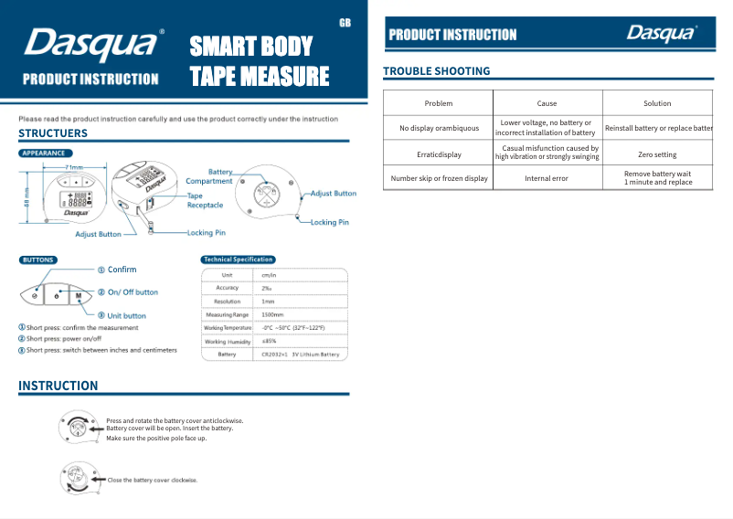 Page 1 de la notice Manuel utilisateur Dasqua SB-006