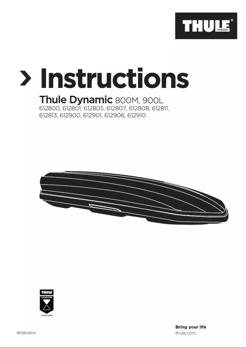 Page 1 de la notice Manuel utilisateur Thule Dynamic L