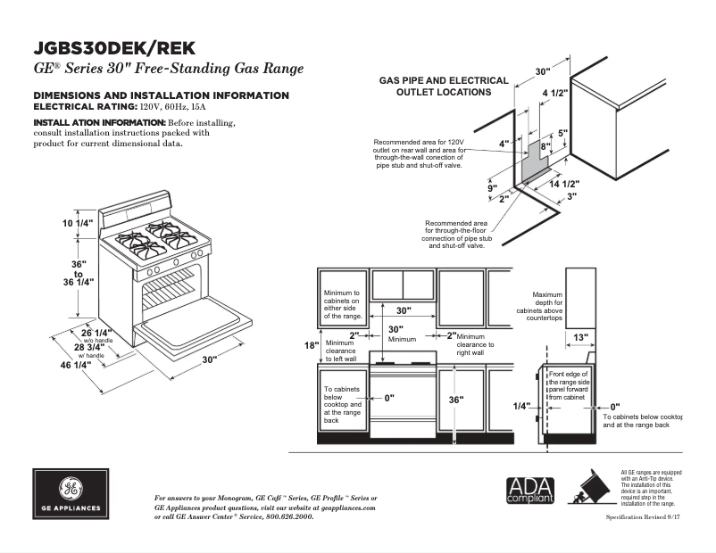 Página 1 del manual Ficha técnica GE JGBS30REKSS