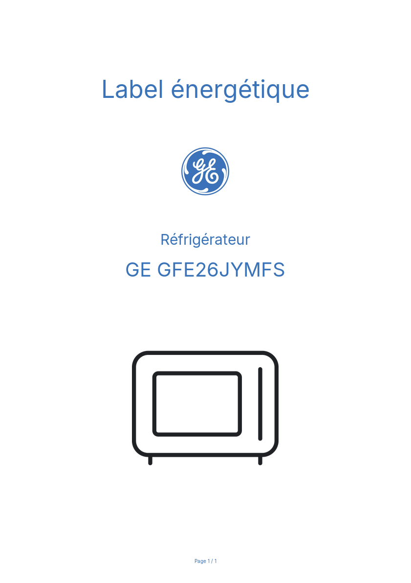 Image de la première page du manuel de l'appareil GFE26JYMFS