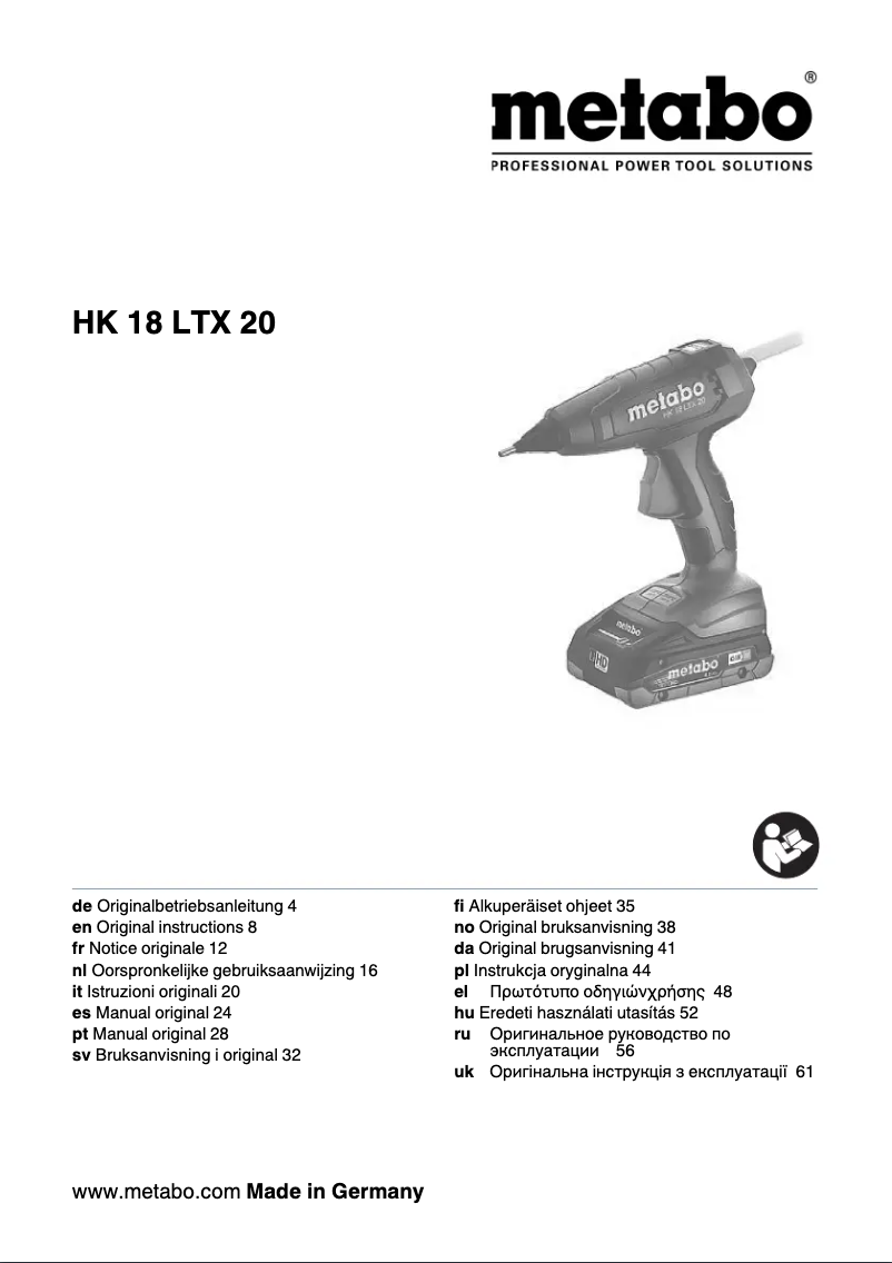 Page 1 de la notice Manuel utilisateur Metabo HK 18 LTX 20