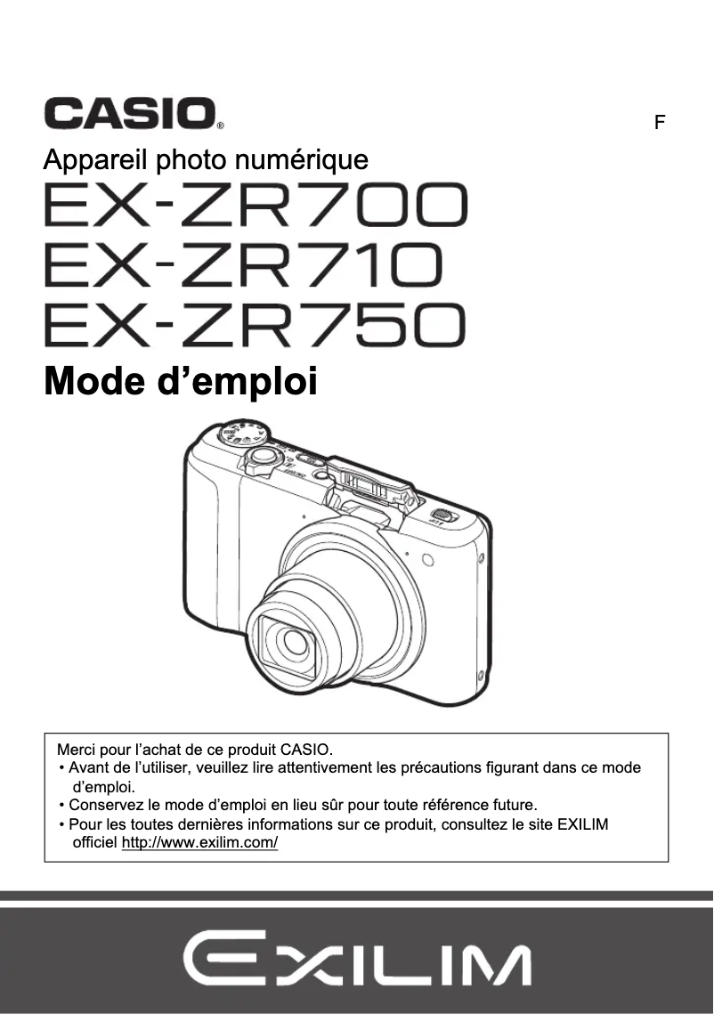 Page n°1 - Manuel utilisateur Casio Exilim EX-ZR710