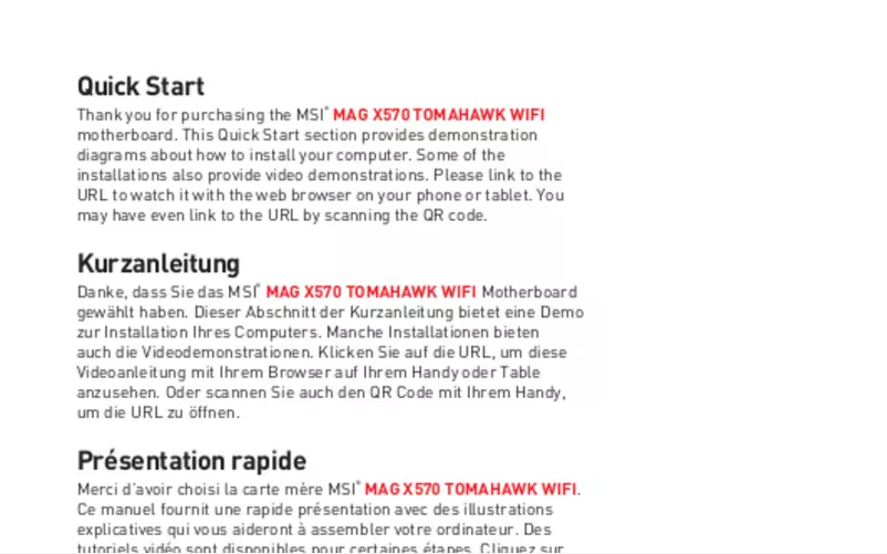Page 1 de la notice Manuel utilisateur MSI MAG X570 Tomahawk WIFI