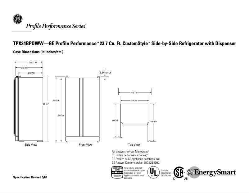 Image de la première page du manuel de l'appareil Profile Performance TPX24BPDWW