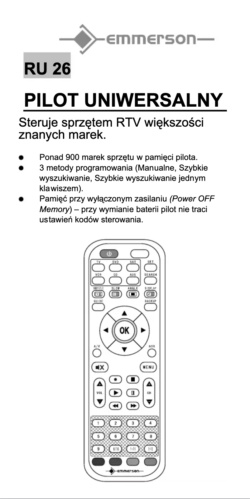 Page n°1 - Manuel utilisateur Emmerson RU 26
