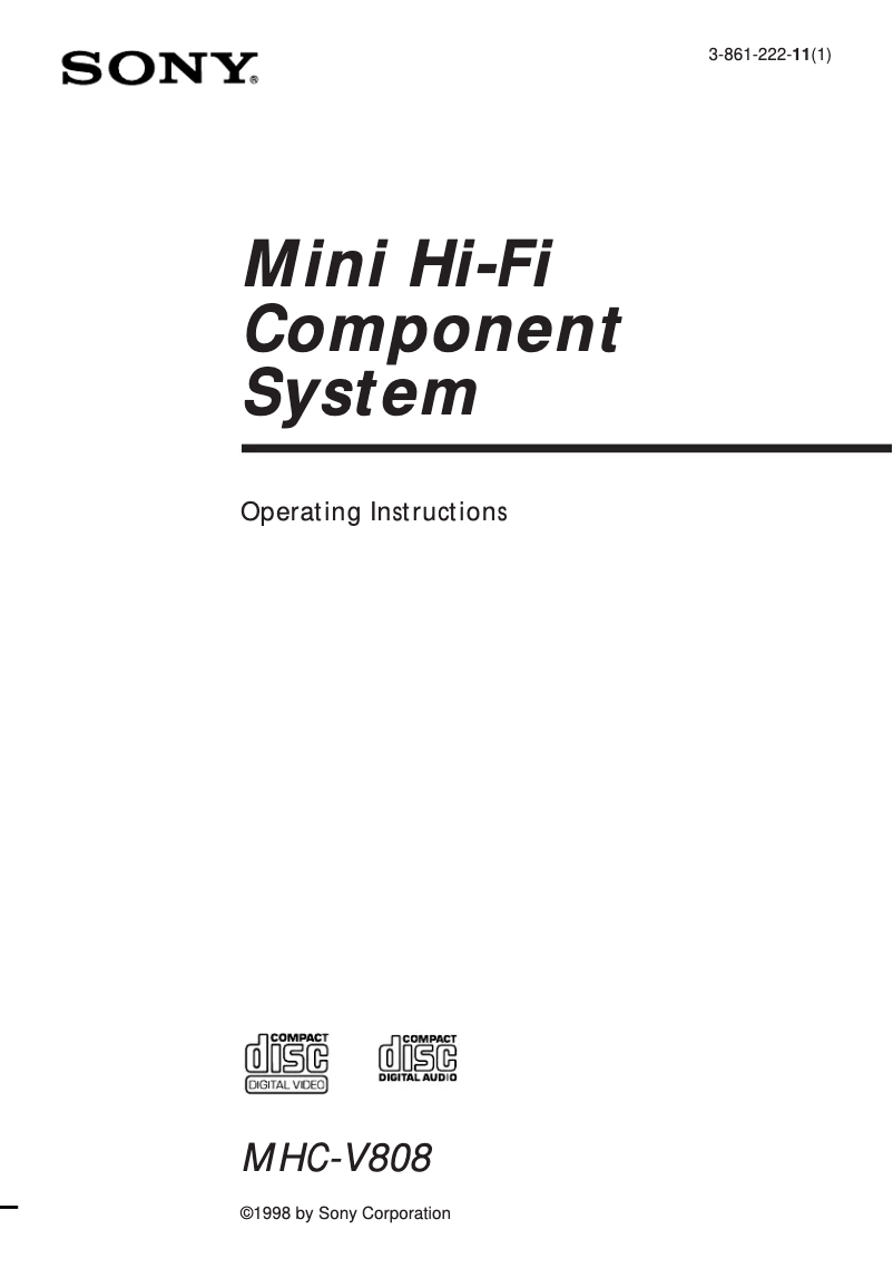 Image de la première page du manuel de l'appareil MHC-V808