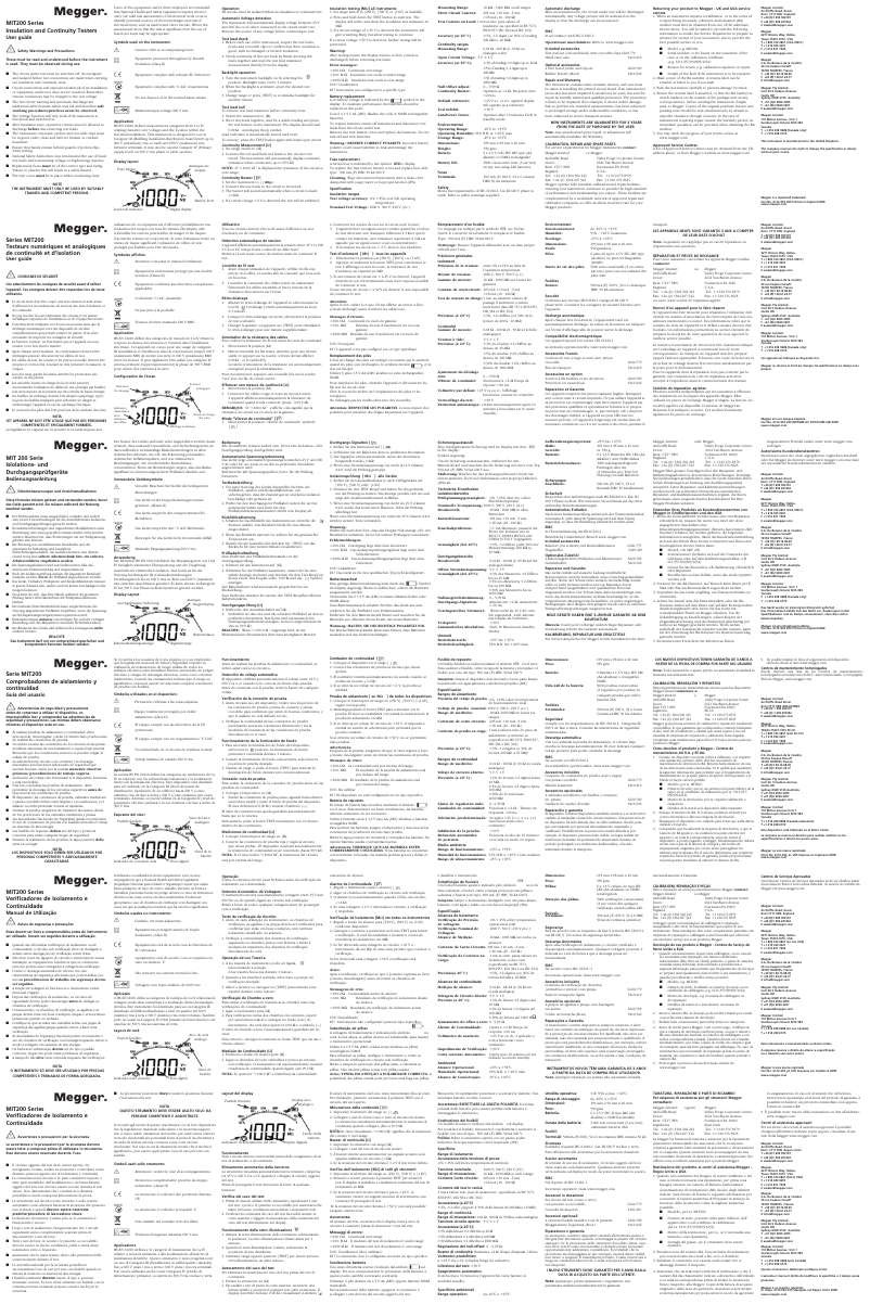 Page 1 de la notice Manuel utilisateur Megger MIT230